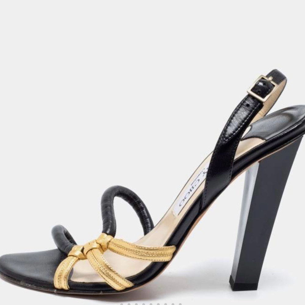 JIMMY CHOO black and gold slingback heels Luxe!